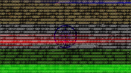 Binary code on flag of India. Program source code or Hacker concept on Indian flag. India digital...