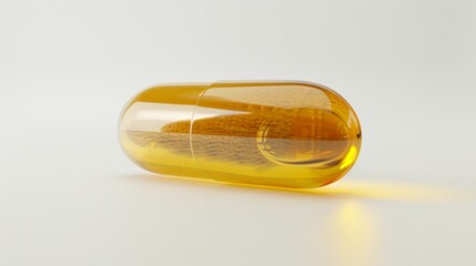 Close-up of a Transparent Gel Capsule Filled with Yellow Liquid