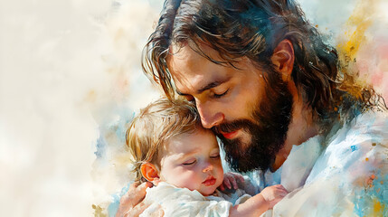A tender moment between a man and a baby, symbolizing love.