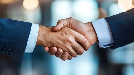 A professional handshake symbolizing agreement, partnership, and success in business and negotiation settings.