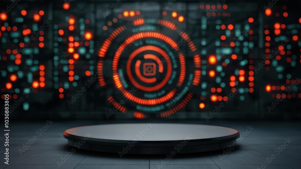 Poster holographic research studio filled with floating data streams, digital prototype models, and glowing