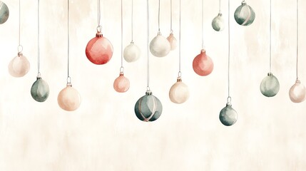 A collection of elegant hanging ornaments in soft pastel colors, perfect for seasonal decorations and festive themes.