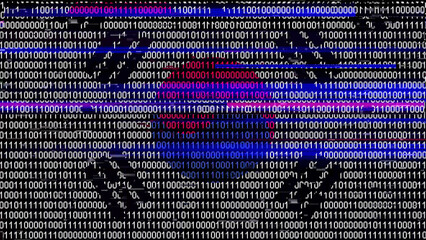 Binary code on flag of Korea South. Program source code or Hacker concept on South Korean flag....