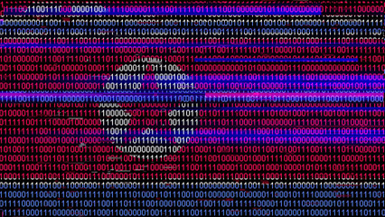 Binary code on flag of Korea North. Program source code or Hacker concept on North Korean flag. North Korea digital technology security, hacking or programming © Myvector