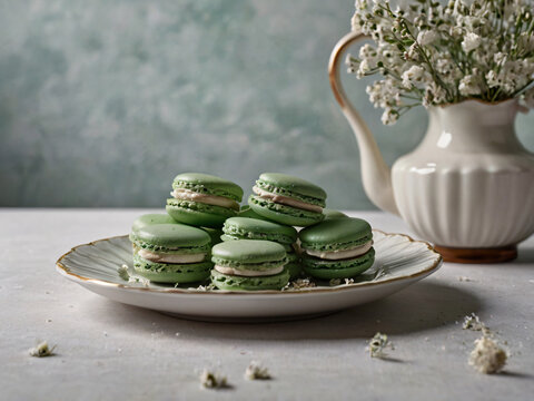 green tea and matcha maccarons