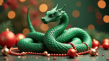 Fototapeta premium 2025 is the symbol of the Chinese New Year green snake. Lunar New Year Celebrations