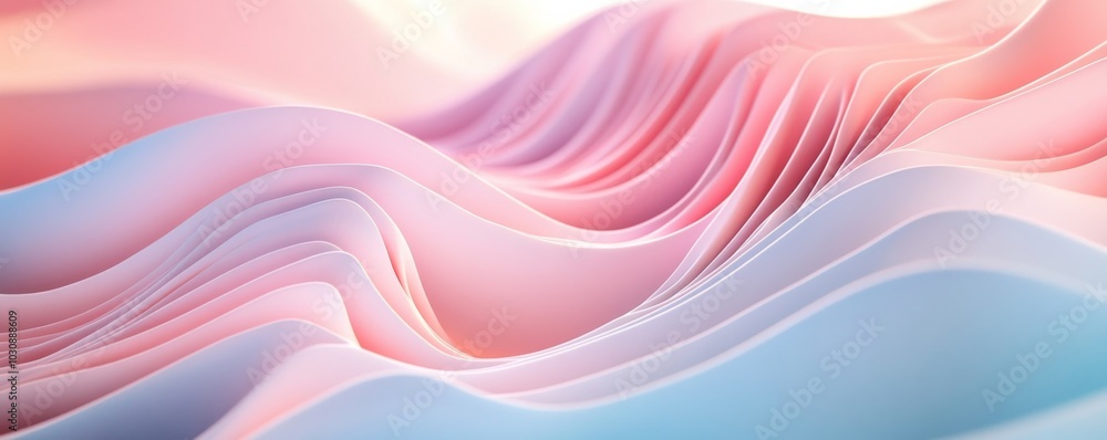 Poster mesmerizing pastel pink and blue abstract background with flowing waves creating movement and depth,