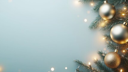 Christmas Background with Tree and gift box. space for text. banner