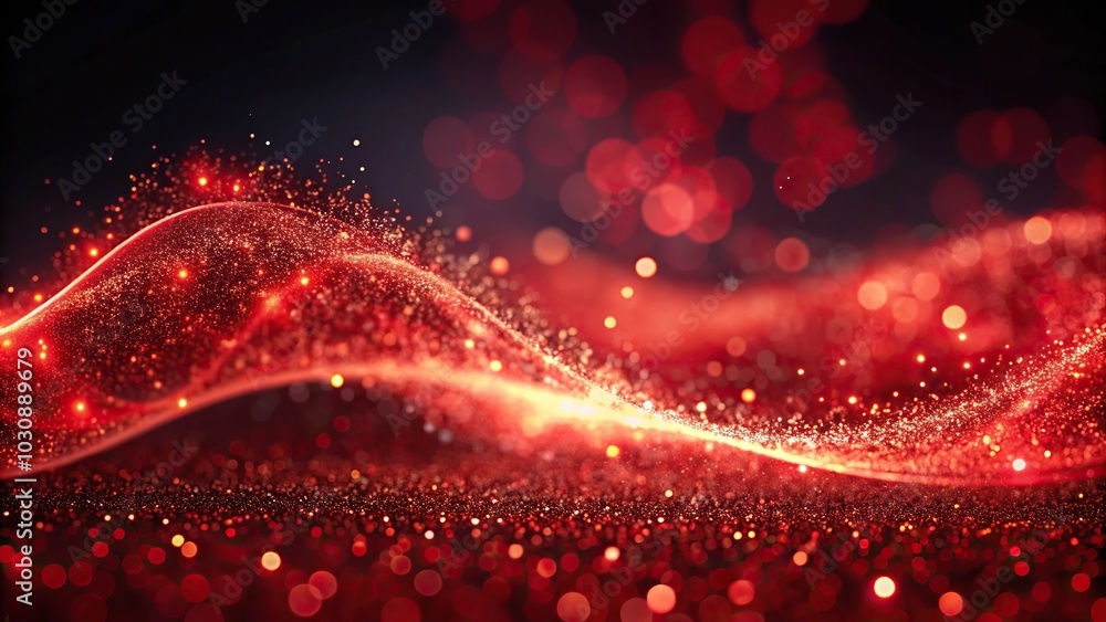 Wall mural abstract red wave with glowing particle