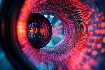 Red and Blue Lens Bokeh with Urban Reflection