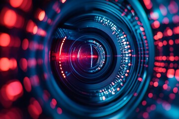 Red and Blue Lens Flare Abstract Circle Design