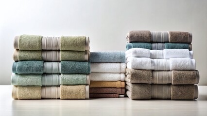 Silhouette of a Stack of Towels Isolated on White Background for Home Decor and Spa Concepts