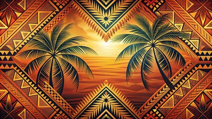 abstract tropical background with samoan art