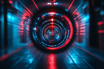 Red and Blue Lens Flare Tunnel  Abstract Background