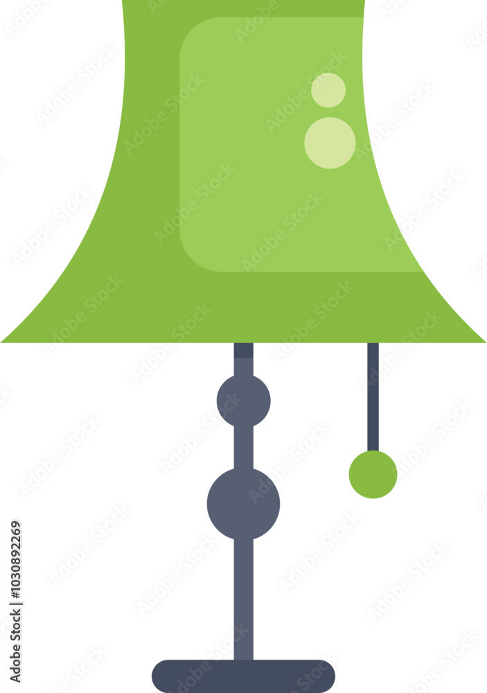 Poster green table lamp standing and spreading light with a switch to turn it on and off