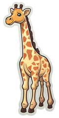 Obraz premium Cartoon sticker of a cute Giraffe over transparent background