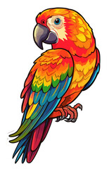Obraz premium Colorful Scarlet macaw sticker illustration
