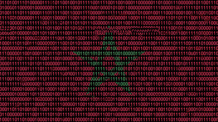 Binary code on flag of Morocco. Program source code or Hacker concept on Moroccan flag. Morocco...