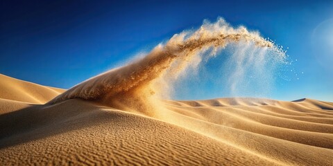 Asymmetrical dynamic sand dune ejecting sand particle