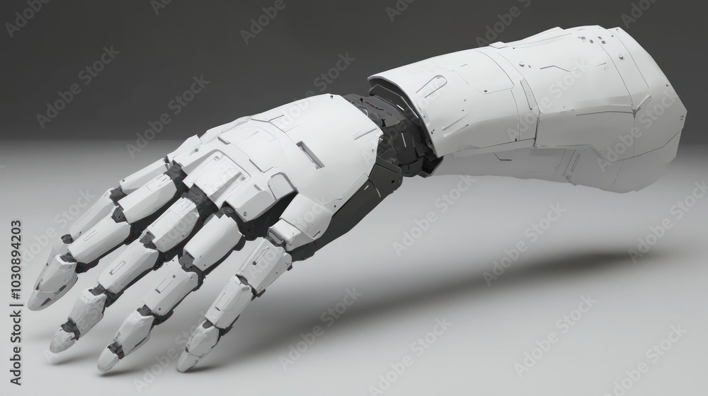 Aufkleber a close-up view of a futuristic white robotic hand