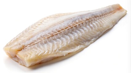 Fresh hake fish fillet on white background