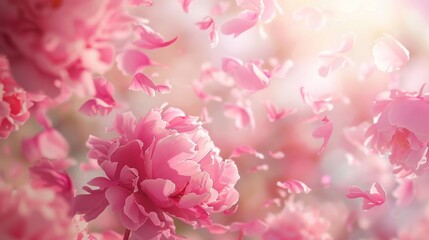 Pink Flower Petals Falling - Delicate Floral Photography