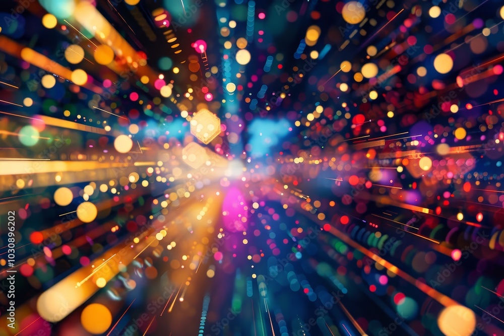 Poster an abstract representation of pay per click advertising ,abstract light with a blurry bokeh effect, 
