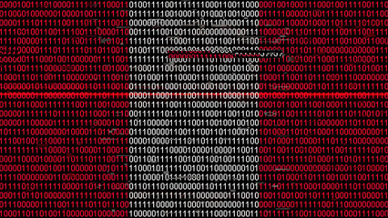 Binary code on flag of Peru. Program source code or Hacker concept on Peruvian flag. Peru digital...