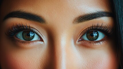 Obraz premium A woman's eyes reflect vibrant emotions, revealing her depth and allure