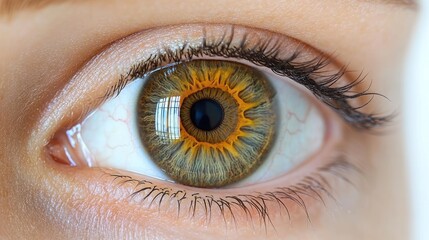Fototapeta premium This stunning eye reveals intricate patterns with striking green and gold tones