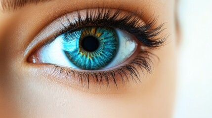Fototapeta premium A striking turquoise eye captivates attention with its vibrant colors and details