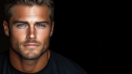 Obraz premium A captivating close-up of a man with striking features and a confident expression