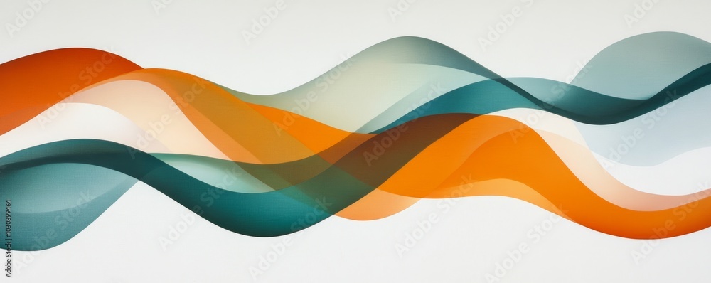 Poster Abstract background image featuring smooth flowing waves of orange and teal. Perfect for websites, presentations, and more