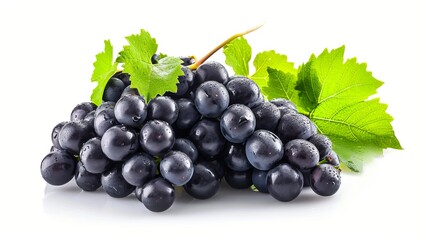 Fototapeta premium Exploring the Beauty of Nature: Captivating Black Grape Cluster with Leaves in a Frame