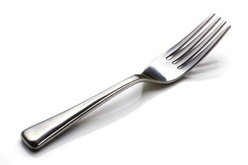 Close-up metal dessert fork isolated on white background