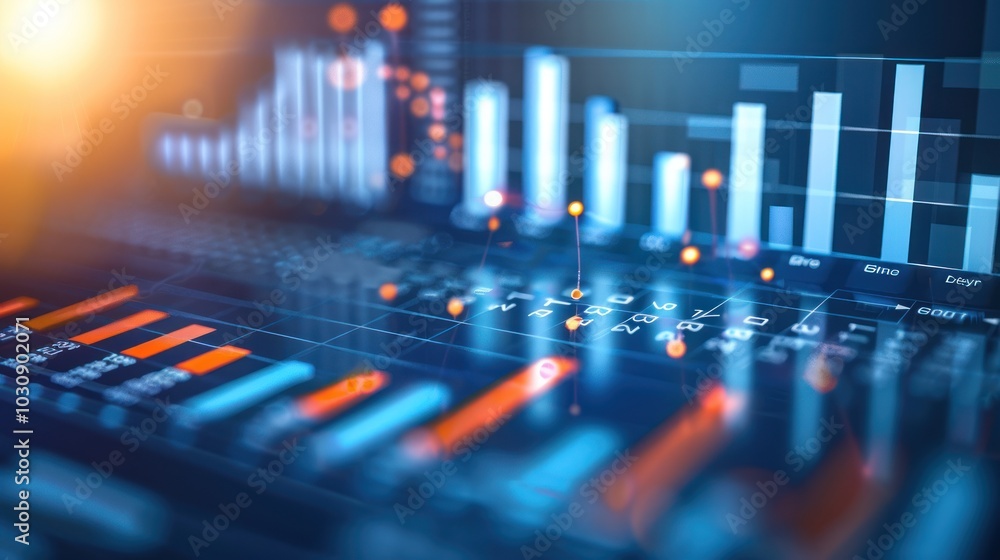 Aufkleber abstract financial data display with glowing charts and a calendar