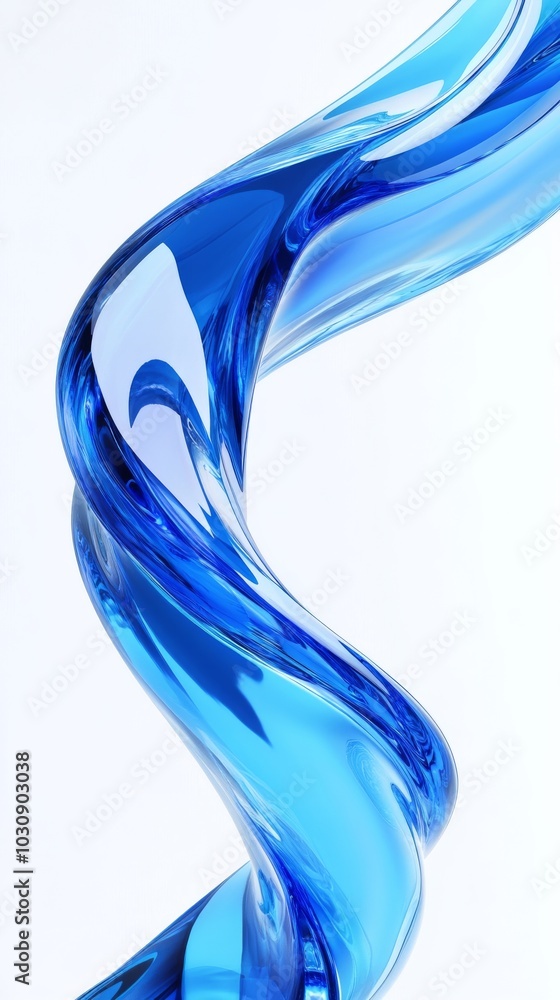 Poster blue wave swirling and generating dynamic shapes on a white background. perfect for websites, presen