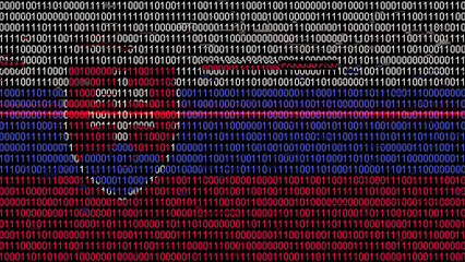 Binary code on flag of Slovakia. Program source code or Hacker concept on Slovak flag. Slovakia...