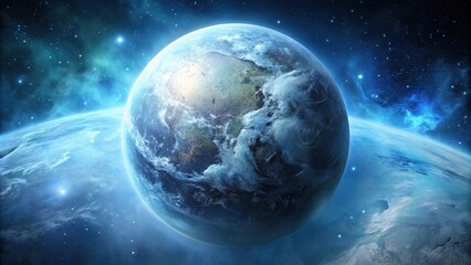 Naklejka premium frozen planet in space under forced perspective