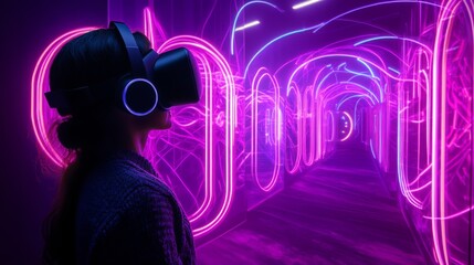 Neon Playground VR Experience with Interactive Light Sculptures and Elements