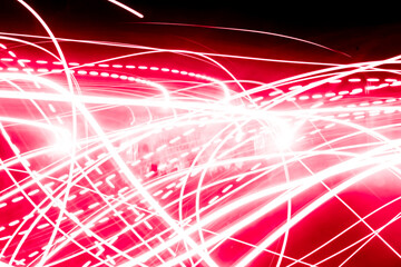 Red abstract background with white light stripes