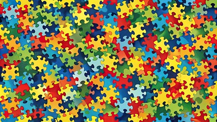 Colorful camouflage pattern made of puzzle pieces in forced perspective