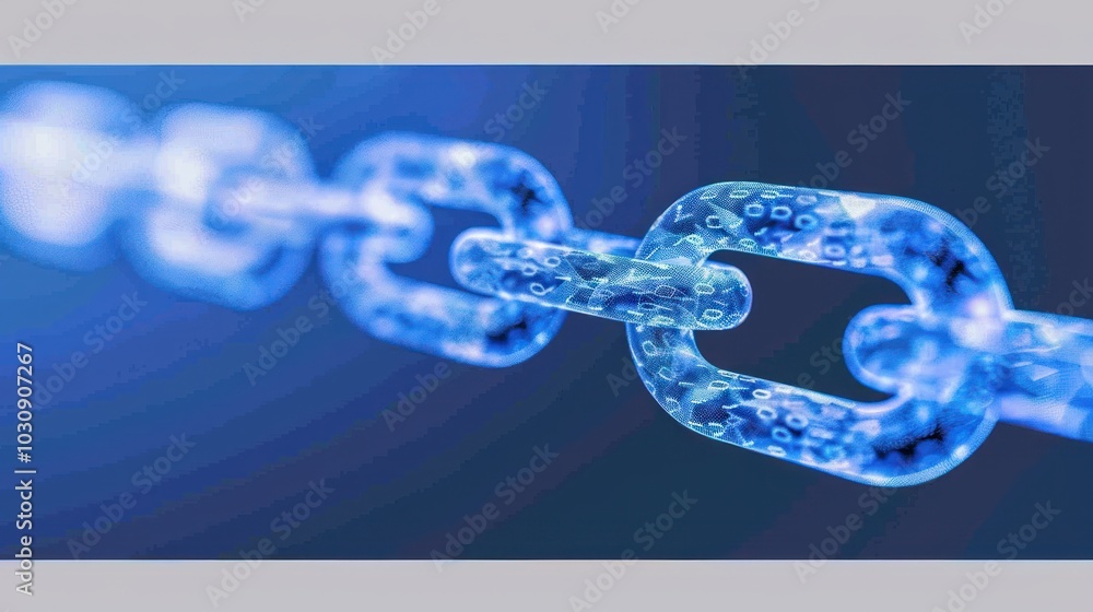 Poster a digital chain link formed from binary code