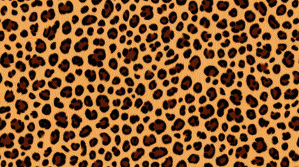 Leopard print pattern featuring vibrant orange background with dark brown and black spots, creating striking and bold design. This texture is perfect for fashion and interior decor