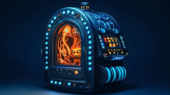 Underwater slot machine in pressureresistant bathysphere with bioluminescent design