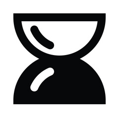Obraz premium Black and white outline simplistic icon symbol of an hourglass, sand clock isolated on white background, resembling time is money, countdown, deadline, sand of time