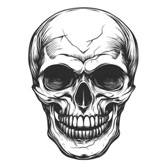 Fototapeta premium human skull silhouette illustration isolated on a white background,generative ai