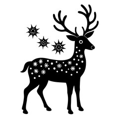 Deer black silhouette Christmas Deer Vector illustration