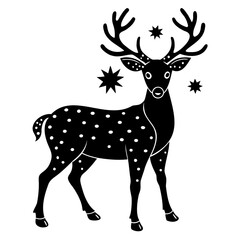 Obraz premium Deer black silhouette Christmas Deer Vector illustration