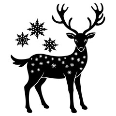 Deer black silhouette Christmas Deer Vector illustration